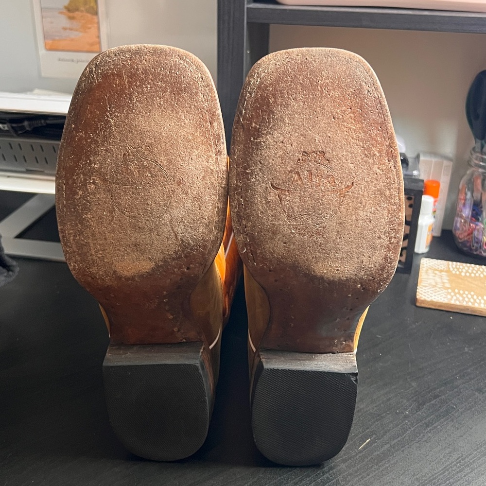 Alfa Western Wear Men's Western Cowboy Boots - Brown and Orange - Picture 4 of 4